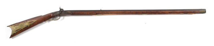 (A) FULL STOCK PERCUSSION KENTUCKY RIFLE.