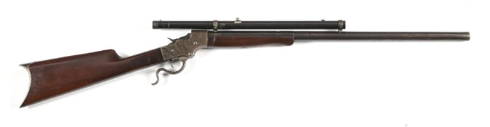 (C) STEVENS IDEAL RIFLE NO.44 FALLING BLOCK TARGET RIFLE WITH PERIOD L. G. CUMMINS SCOPE