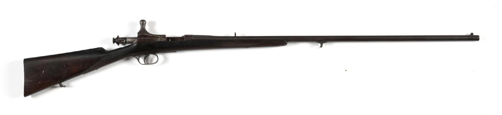 (A) JAPANESE MURATA TYPE BOLT ACTION SHOTGUN.: Appears to have been made as a shotgun instead of revamped from a Murata 13 or 18. Light scroll engraving with silver wire inlay. Only legends observed as some faint illegible kanji on left side of ba