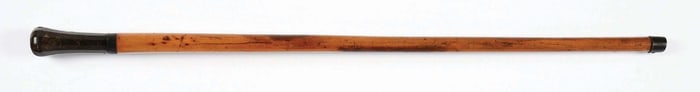 ANTIQUE GADGET SWORD CANE WITH ENGRAVED BLADE.