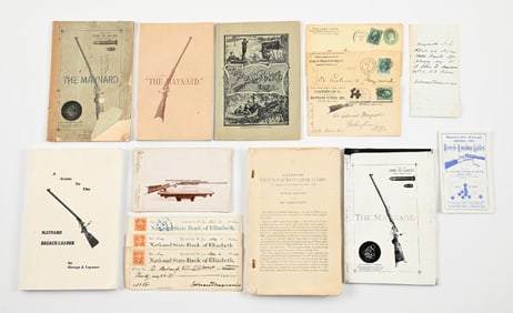 EPHEMERA LOT (14 PIECES) OF MAYNARD CATALOGS AND SIGNED CORRESPONDENCE.