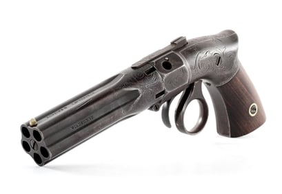 (A) ENGRAVED ROBINS & LAWRENCE CO. LEONARD PATENT PEPPERBOX PISTOL.