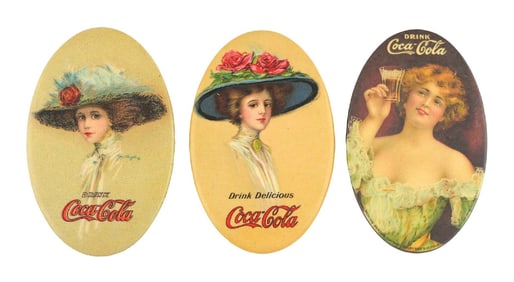 COLLECTION OF 3 1907,1910,1911 COCA-COLA POCKET MIRRORS