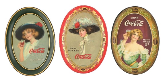 COLLECTION OF 3 1907, 1910, 1913 COCA-COLA TIP TRAYS