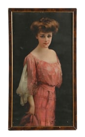 COCA-COLA CHEWING GUM LITHOGRAPH W/ WOMAN IN PINK GRAPHIC