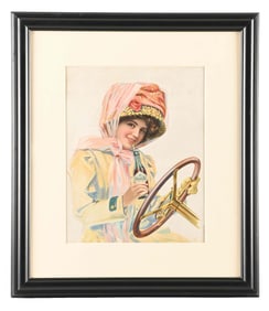 OUTSTANDING COCA-COLA DUSTER GIRL PAPER SIGN