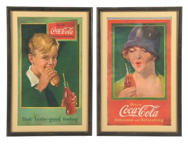COLLECTION OF 2 PAPER COCA-COLA HANGER SIGNS