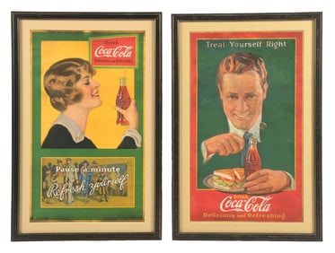 COLLECTION OF 2 PAPER COCA-COLA HANGER SIGNS