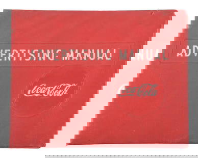 LARGE COCA-COLA ADVERTISING MANUAL: This large-scale c. 1950s advertising manual from Coca-Cola includes great information about outdoor displays and signage information. These manuals were used by salesman to show storeowners how their