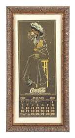 INCREDIBLE 1910 COCA-COLA CALENDAR W/ WOMAN ON STOOL