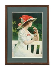 1913 COCA-COLA "GIRL ON BENCH" CALENDAR TOPPER