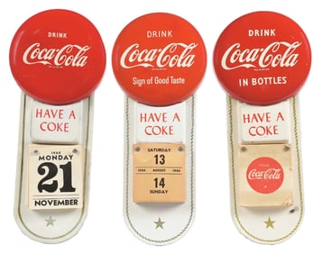 COLLECTION OF 3 COCA-COLA TIN ADVERTISING CALENDARS