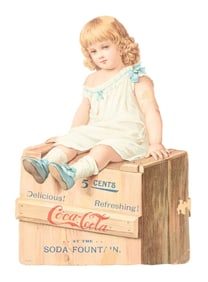EARLY COCA-COLA "GIRL ON BOX" DIECUT SIGN