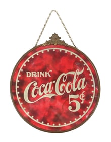 EARLY COCA-COLA 5¢ HANGING SIGN