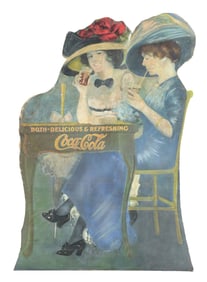 EARLY DIE-CUT COCA-COLA SIGN W/ WOMEN GRAPHICS