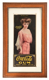 COCA-COLA CHEWING GUM SIGN W/ WOMAN GRAPHIC