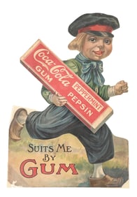 FANTASTIC LARGE COCA-COLA DUTCH BOY CHEWING GUM SIGN