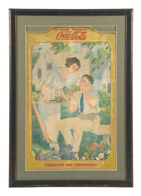 COCA-COLA "RE-FRESH YOURSELF!" DIE-CUT CARDBOARD SIGN