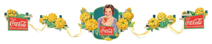 COMPLETE COCA-COLA VERBENA CARDBOARD FESTOON W/ ORIGINAL ENVELOPE