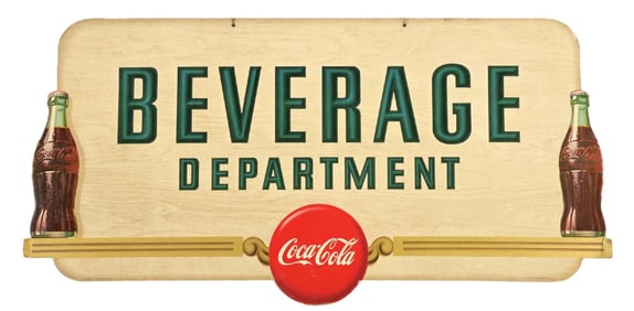 BEVERAGE DEPARTMENT COCA-COLA CARDBOARD SIGN