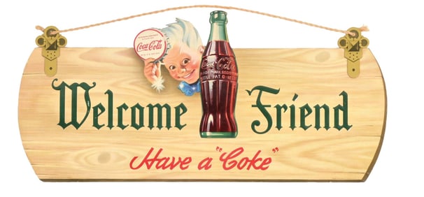 COCA-COLA SPRITE BOY WELCOME FRIEND DIE-CUT SIGN