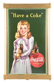 COCA-COLA "HAVE A COKE" FRAMED CARDBOARD POSTER