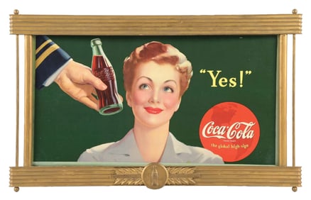 YES COCA-COLA FRAMED CARDBOARD POSTER