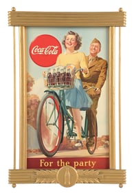 FOR THE PARTY COCA-COLA POSTER W/ SERVICEMAN AND WOMAN GRAPHIC