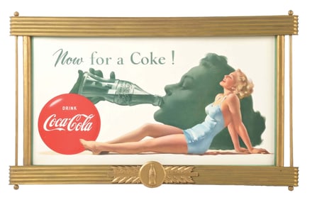 COCA-COLA "NOW FOR A COKE" POSTER SIGN.