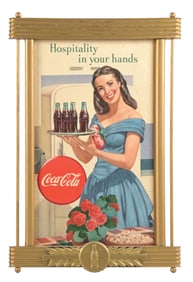 COCA-COLA "HOSPITALITY" CARDBOARD SIGN.