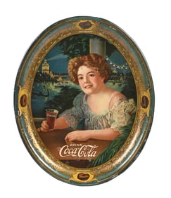 DRINK COCA-COLA SERVING TRAY W/ WOMAN GRAPHIC