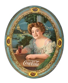 1909 COCA-COLA TRAY W/ WOMAN GRAPHIC