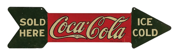 ICE COLD COCA-COLA ARROW SIGN
