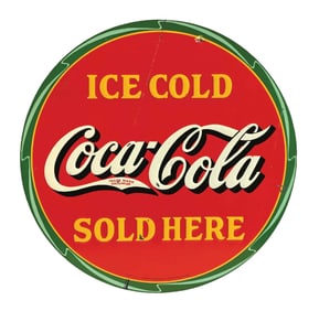 ICE COLD COCA-COLA SOLD HERE EMBOSSED TIN SIGN
