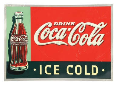 DRINK COCA-COLA ICE COLD EMBOSSED TIN SIGN