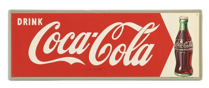 DRINK COCA-COLA SELF FRAMED TIN SIGN
