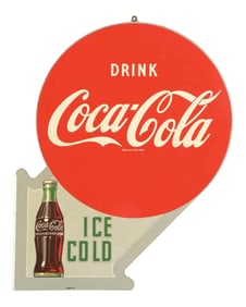 COCA-COLA "ICE COLD" TIN FLANGE SIGN