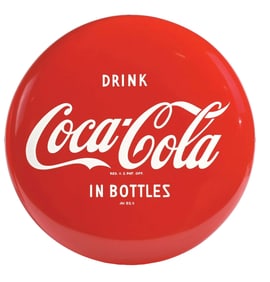 COCA-COLA "IN BOTTLES" BUTTON SIGN