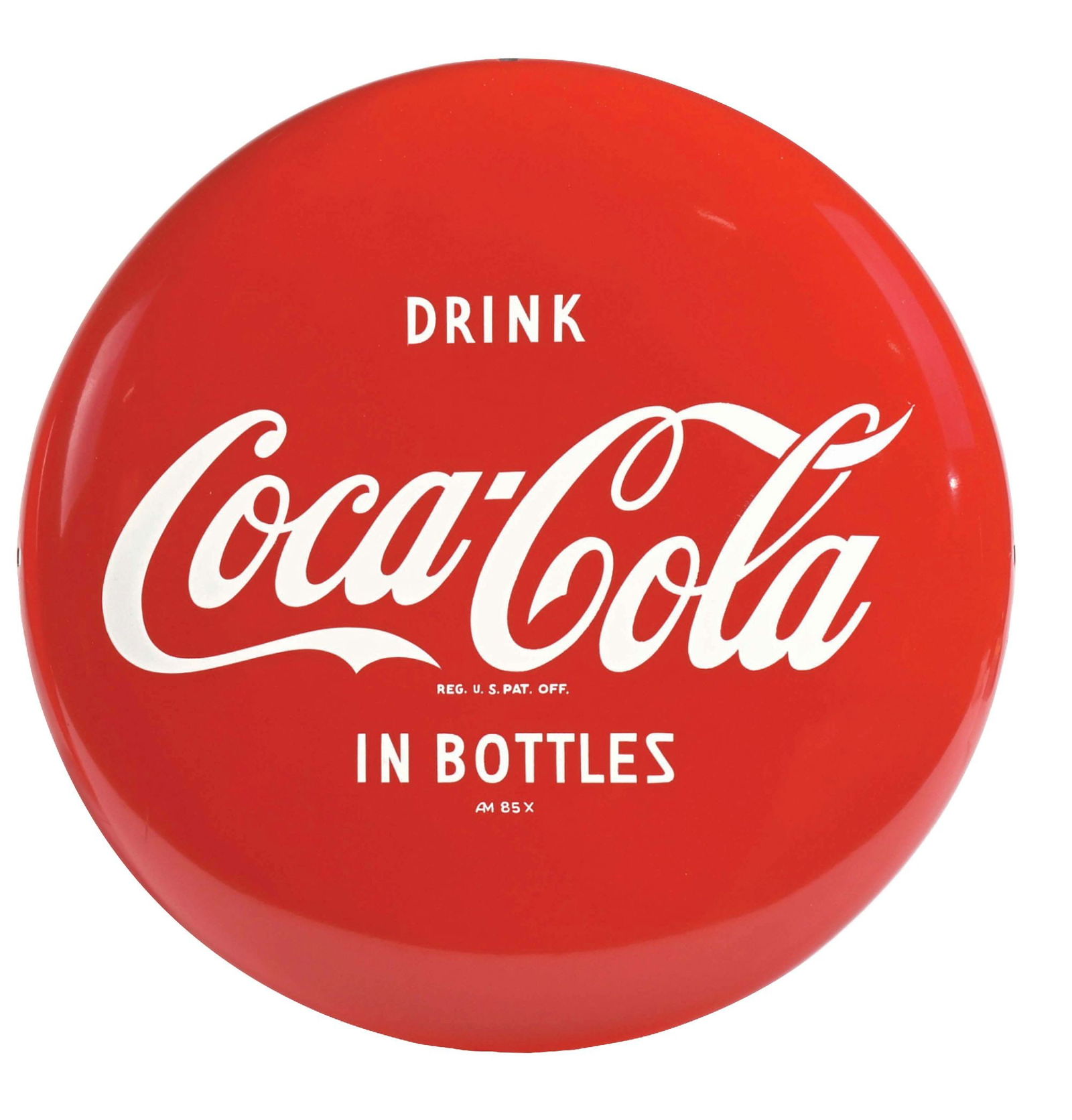 COCA-COLA "IN BOTTLES" BUTTON SIGN (1 of 2)