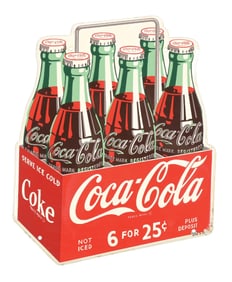 COCA-COLA DIE CUT 6-PACK "6 FOR 25" SIGN