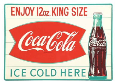 KING SIZE COCA-COLA ICE COLD HERE TIN SIGN