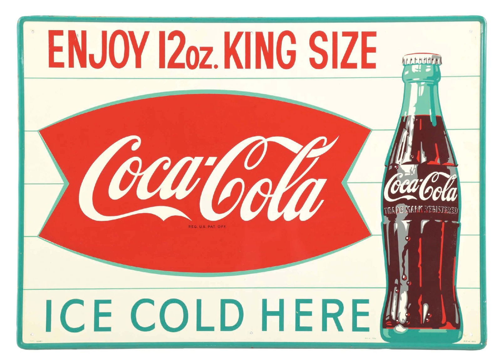 KING SIZE COCA-COLA ICE COLD HERE TIN SIGN (1 of 4)