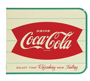 COCA-COLA ENJOY THAT REFRESHING NEW FEELING FISHTAIL FLANGE SIGN