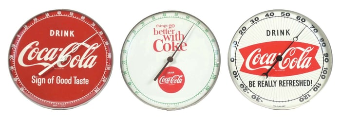 COLLECTION OF 3 COCA-COLA THERMOMETERS