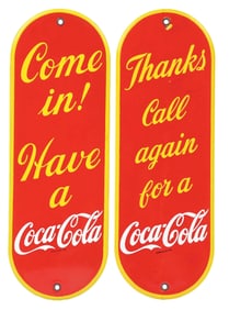 COLLECTION OF 2 COCA-COLA PALM PRESS SIGNS