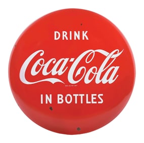 COCA-COLA "IN BOTTLES" BUTTON SIGN