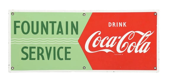 DRINK COCA-COLA FOUNTAIN SERVICE PORCELAIN SIGN