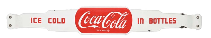ICE COLD COCA-COLA IN BOTTLES DOOR PUSH BAR SIGN.
