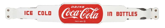 ICE COLD COCA-COLA IN BOTTLES DOOR PUSH BAR SIGN