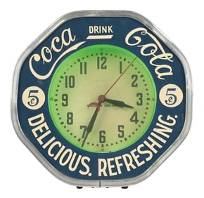 5¢ DRINK COCA-COLA NEON CLOCK
